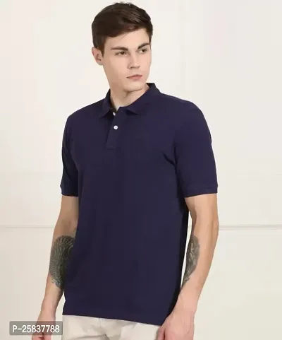 Mens Regular Fit Polo Neck Half Sleeve Solid Casual T-Shirt | Polo T-Shirt for Men-thumb0