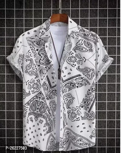 Men Slim Fit Printed Spread Collar Casual Shirt-thumb0