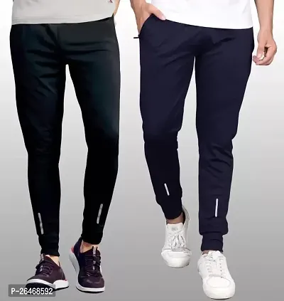 Mens Solid Regular Fit Polyster Fabric Casual Track pants Combo (Pack of 2)