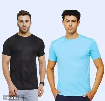 Mens Round Neck Half Sleeve Casual Dry Fit T-Shirts Combo (Pack of 2)-thumb0