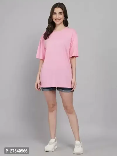 Women Solid Round Neck Half Oversize Casual T-Shirt-thumb0