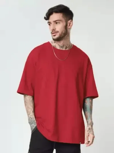 Mens Half Sleeve Solid Latest Stylish Round Neck Oversize T-Shirt