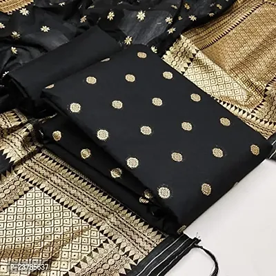 Womens Jacquard Black Banarasi Silk Woven Salwar Suit (Dress) Material With Dupatta.(Krishvi)-thumb0