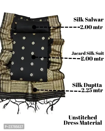 Womens Jacquard Black Banarasi Silk Woven Salwar Suit (Dress) Material With Dupatta.(Krishvi)-thumb3