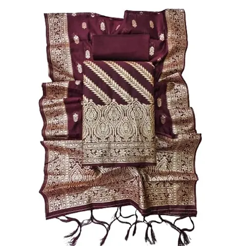 Stylish Banarasi Silk Unstitched Jacquard Suit