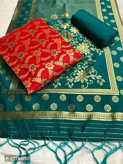 Womens Red Rama  Banarasi Silk Woven Salwar Suit (Dress) Material With Dupatta.(ST_MINA)-thumb0