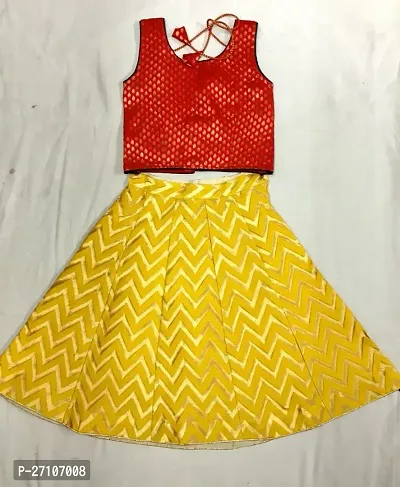 Kidz Banarasi Silk Yellow Red Redy To Wear Lehenga Choli Set (LC_KIDS)
