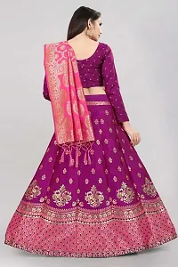 Womens Wine Banarasi Silk Semi-Stitched Lehenga Choli Set With Dupatta(LC_LAHER)-thumb1