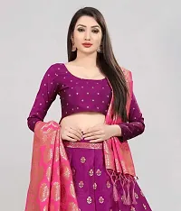 Womens Wine Banarasi Silk Semi-Stitched Lehenga Choli Set With Dupatta(LC_LAHER)-thumb2