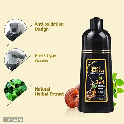 Herbal 3 in 1 Hair Dye Instant Black Hair Shampoo for Women  Men 500ml-thumb0