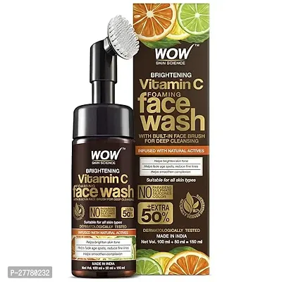 WOW Skin Science Brightening Vitamin C  Niacinamide Foaming Face Wash | For Brighter Glow | Built-in Brush for Deep Cleansing | Brightens Skin Tone  Reduces Pigmentation | Face Wash for Women  Men-thumb0
