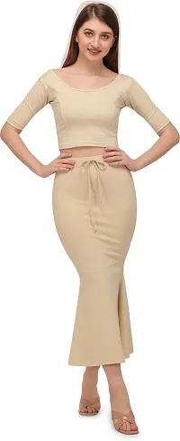 Stylish Beige Polyester Spandex Solid Tummy And Thigh Shaper For Women-thumb3