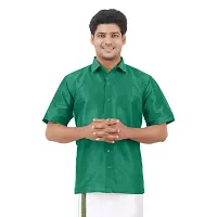 ETHAZH Mens Halfsleeve Silk Shirt Green-thumb1