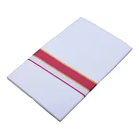 Ethazh Mens Cotton White Dhoti With Purple Fancy Border(4.00Mtr)-thumb1