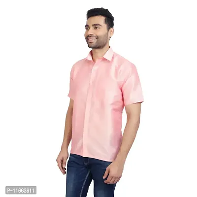 ETHAZH Mens Halfsleeve Silk Shirt Rose-thumb3