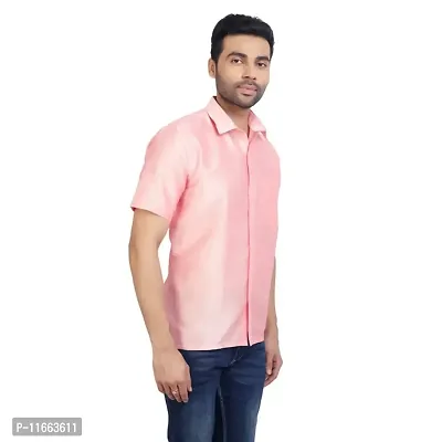 ETHAZH Mens Halfsleeve Silk Shirt Rose-thumb5