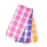 Ethazh Multicolor Checked Cotton Bath Towels Light Weight,Fast Absorption,Large Size, Combo Set Pack of 3 Pieces (75 X 150 cm)-thumb3