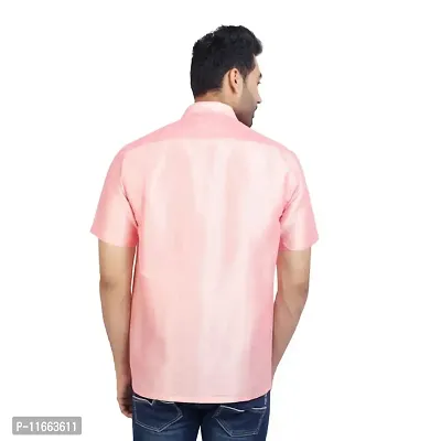 ETHAZH Mens Halfsleeve Silk Shirt Rose-thumb4