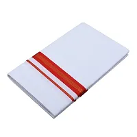 Ethazh Mens Cotton White Dhoti With Red Fancy Border(4.00Mtr)-thumb1