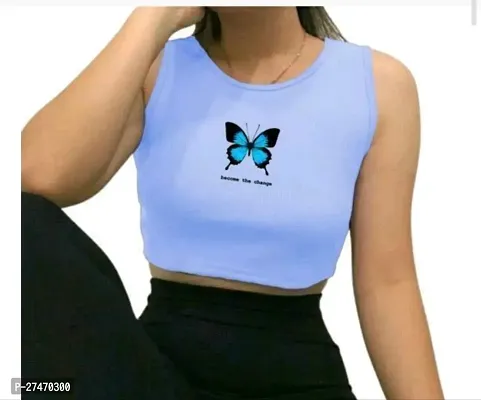 Stylish Sky Cotton Cc Top Butterfly For Women-thumb0