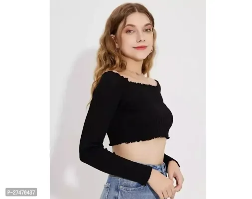 Stylish Black Lycra Off Shoulder Top For Women