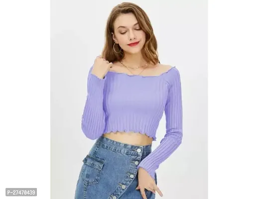 Stylish Purple Lycra Off Shoulder Top For Women