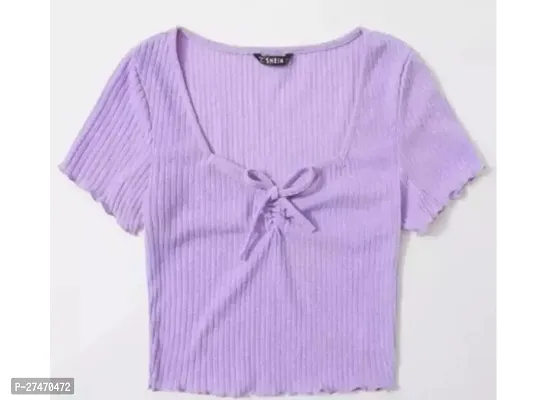 Stylish Purple Lycra Frount Flower Top For Women