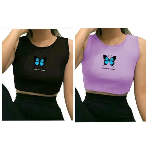 Elegant Lycra Solid Top For Women Pack Of 2