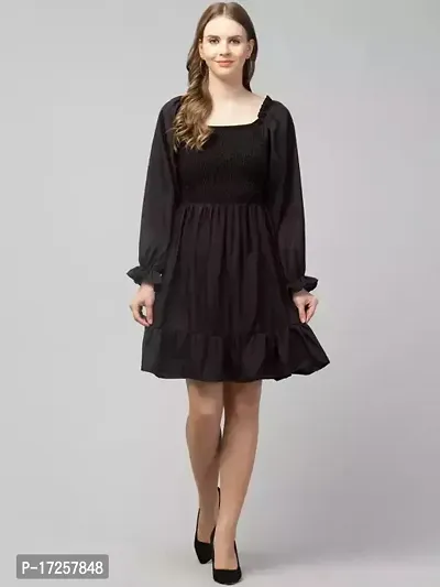 Stylish Crepe Solid Dress For Women