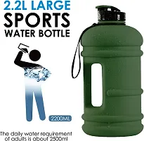 Jukkre 2 Litre Gym Gallon Water Bottle Sports Jug 74oz Bpa Free and Leakproof Fitness Bottle Strong Sturdy Tritan Plastic Outdoor Camping Travel Cycling Hiking Water Bottle - Green-thumb2