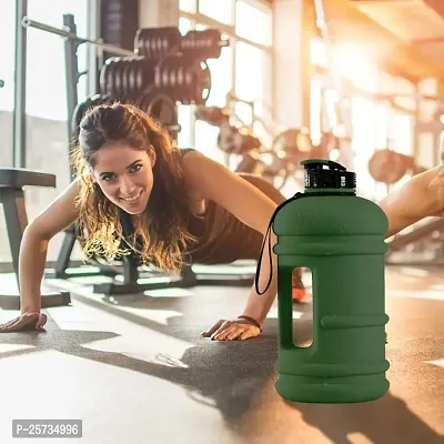 Jukkre 2 litre Water Bottles Motivational Gallon Fitness Gym 2.2L Large Sports Water Bottle with Handle for Adults Leak Proof at Office Outdoor Water Jug 1 PCS (Green)-thumb2