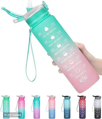 Jukkre Sports Water Bottle, 1000ML BPA Free Tritan Water Bottle with Motivational Time Marker, 32-OZ Water Bottle for Gym, Workout, Travel, Office, School||Multicolour-1