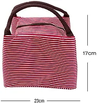 Jukkre Reusable Small Lunch Bag, Insulated Thermal Leak-Proof Lunch Box Soft Lunch Tote for Adult Women Office Picnic Travel Work with Zip Closure (Multi Color with Stripe)-thumb2