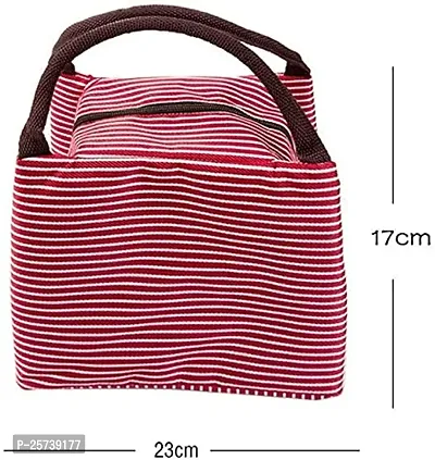 Jukkre Reusable Small Lunch Bag, Insulated Thermal Leak-Proof Lunch Box Soft Lunch Tote for Adult Women Office Picnic Travel Work with Zip Closure (Multi Color with Stripe)-thumb3