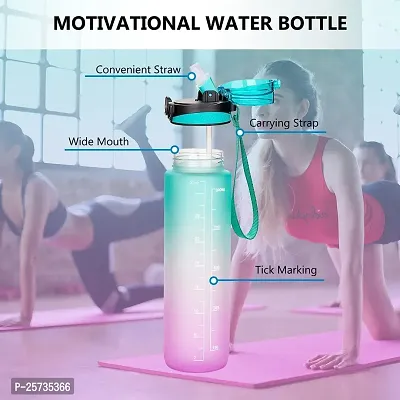 Jukkre 1 Litre Motivational Fitness Sport Water Bottle with Straw  Time Maker, Leak-proof, BPA-free, Tritan, Toxin Free Plastic Drink Bottle Design for Unisex at Gym, School, Office, Travel||Multi-1-thumb5