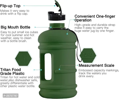 Jukkre Water Bottle Jug 2.2 Litre - 75oz XXL Half Gallon Gym Bottle BPA Free Leak Proof -Plastic Water Jug Bottle - Ideal for Gym, Outdoor Sports, Fitness, Hiking, Camping, Home (Army Green)-thumb4