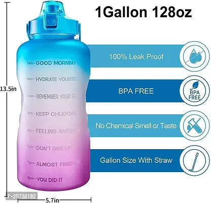 Jukkre Sipper Handle Gym Gallon Bottle for Men 2 Litre Water Bottle for Workout Motivational Bottle for Adults Sports Water Bottle for Home, Fitness Water Jug Gallon - (Multi Random Color)-thumb2