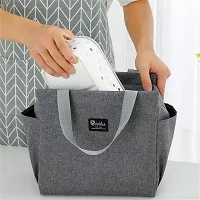 Jukkre Lunch Bag, Lunch Box with Insulated Material for Women, Man, Office, School, College, Beach, Picnic, Fishing, Hiking, Travel, Cooler Tote Bag || 25x 14x 25cm || Grey-thumb2