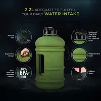 Jukkre Sports Half Gallon Water Bottle 2.2L Large Gym Water Bottle with Handle 74oz BPA Free Plastic Reusable Water Bottles Leak Proof for Gym Yoga Travel Camping Cycling Outdoor Sports || Green - 1pc-thumb2