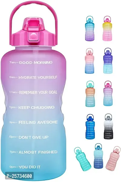 Jukkre Motivational 2 litre Plastic Water Bottles with Time Marker Leakproof BPA Free Fitness Sports Sipper Bottle for Adults, Kids for Yoga Gym Camping Bicycle Hiking Training(1 Piece, Multicolor)