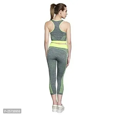 Jukkre Women's Gym Suits for Sports, Stretchable Breathable Cloth Set Exercise Wear | Green (Free Size)-thumb3