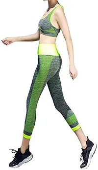 Jukkre Women's Gym Suits for Sports, Stretchable Breathable Cloth Set Exercise Wear | Green (Free Size)-thumb1