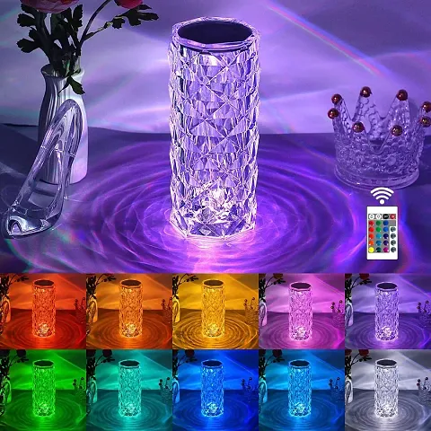 Jukkre Crystal Table Lamp with Touch Control, 16 Colors Changing RGB Night Light, USB Rechargeable Battery LED Lamp for Bedroom,Living Room,Party Dinner,Home Decor (Crystal LAMP)