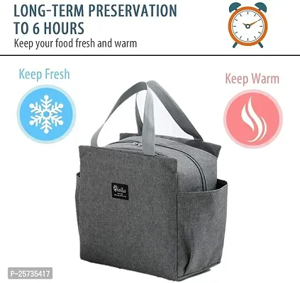 Jukkre Lunch Bag, Lunch Box with Insulated Material for Women, Man, Office, School, College, Beach, Picnic, Fishing, Hiking, Travel, Cooler Tote Bag || 25x 14x 25cm || Grey-thumb5