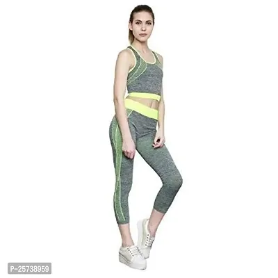 Jukkre Women's Gym Suits for Sports, Stretchable Breathable Cloth Set Exercise Wear | Green (Free Size)-thumb0