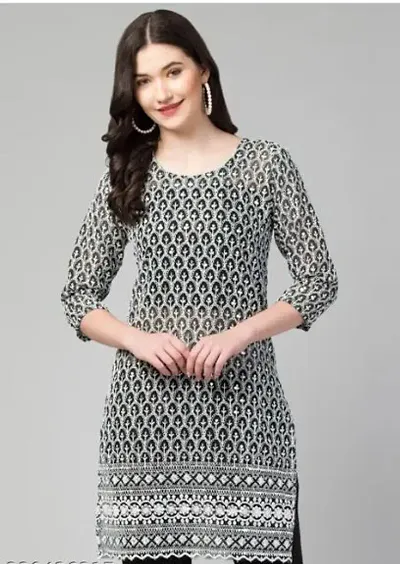 Stylish Georgette Embroidered Kurti For Women