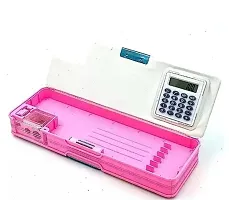 Pencil Box with Calculator  Dual Sharpener for Kids for School,Frozen Big Size Cartoon Printed Pencil Case for Kids (Barbie) Plastic, Pack of )-thumb1