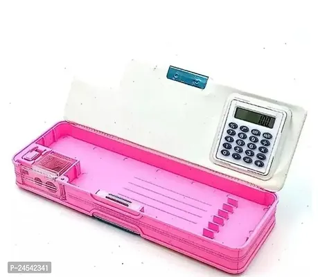 Pencil Box with Calculator  Dual Sharpener for Kids for School,Frozen Big Size Cartoon Printed Pencil Case for Kids (Barbie) Plastic, Pack of )-thumb2