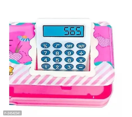 Pencil Box with Calculator  Dual Sharpener for Kids for School,Frozen Big Size Cartoon Printed Pencil Case for Kids (Barbie) Plastic, Pack of )-thumb3