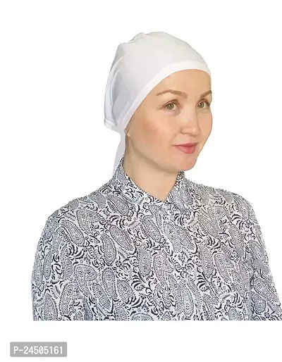 G.A.D Women Hijab Bonnet Tie Back Cap (White)-thumb0